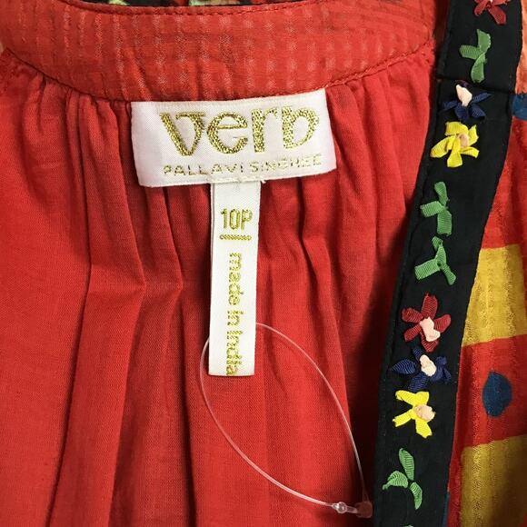 Anthropologie Verb by Pallavi Singhee Womens Red Floral Cayenne Midi Dress 10P - Picture 10 of 12